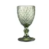 10oz wijnglazen gekleurde glazen beker met stengel 300 ml vintage patroon reliëf romantische drinkware voor feest bruiloft rra