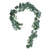 Fiori decorativi 195CM Foglie di eucalipto verde Vite Pianta artificiale in rattan Foglie di seta Viti per decorazioni per feste di compleanno di nozze