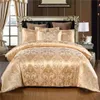 Sängkläder sätter europeisk stil satin jacquard säng set lyxig fast färgtextil täcke täcke set king size dubbelsäng sängöverdrag be39 230307