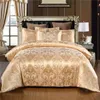 Beddengoed sets Europese stijl satijn jacquard beding set luxe vaste kleur textiel dekbedoverdeksel kingsizei tweepersoonsbedden bedstemtjes be39 230307