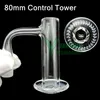 80mm Tall XXL Quartz Blender Control Tower Banger med bladgraverad skål 10mm 14mm Hane 90 graders helsvets Long Terp Blender Dab Nail YAREONE grossist