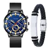 Montres-bracelets de luxe hommes montres homme Bracelet en cuir maille ceinture Quartz calendrier montre-Bracelet mode affaires horloge lumineuse Relogio