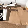 Damen-Shorts, lässig, bequem, elegant, wilde Shorts mit Gürtel, Damen-Woll-Shorts, Herbst und Winter, schlanke A-Linien-Shorts mit weitem Bein, 230306