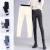 Jean femme taille haute maigre hiver épais velours chaud coupe ajustée Stretch dame Denim crayon pantalon polaire femme Pantalon pantalon 230306