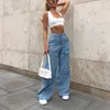 Women's Jeans Cargo Pants Clothing High Street Vintage Washed Waisted Woman Casual Multi Pocket Wide Leg Baggy 230306