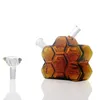 3,5 -tums Mini Honeycomb Shape Hookah Bong - Diffused Downstem Percolator, 10mm Female Joint