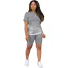 Gradient Designer 2 Piece Pants Set Women Sports Tracksuits Casual Sports Short Sleeve T-Shirt Biker Shorts Suits Plus Size Jogger Clothes S-5XL