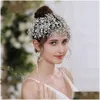 Headpieces Stunning Diamonds Bridal Crown Headwear Luxury Crystals For Women Gift Wedding Hair Accessories Cube Zircon Tiaras Jewelr Dh8Tv