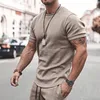 Survêtements pour hommes Hommes Shorts Ensembles 2 pièces Solide Couleur Summer Manches courtes Harajuku T-shirt Beach Male Sportswear Casual Mens Track Suit