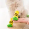 Vêtements pour chiens 4 pièces mignon chiot chaussettes doux tricots pour animaux de compagnie chaud dessin animé anti-dérapant chaussures petits moyens chiens accessoires
