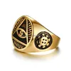 Anéis de banda 316L Aço inoxidável masculino Illuminati O anel religioso de símbolo da Providence Allseeingeye Pyramid para jóias de hip hop dhde7