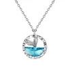 Pendant Necklaces Pearl Personalized Fishtail Clavicle Chain Fashion Creative Ocean Blue Crystal Valentine Day For Women