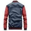 Jackets de jaquetas masculinas Bordado de bordado de beisebol Men Stand Moto Biker Capital de couro Men Men Fleece Espalhado Casaco de couro Faux M-4xl 230307