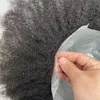 8x10 4mm Afro Thin Skin Toupee Parrucchino umano vergine peruviano # 1b 6mm Wave Knots Unità PU per uomini neri Consegna rapida espressa