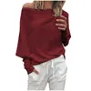 Women's Blouses Vintage Blouse Women Tops Fashion Casual Solid Color Threaded One Line Collar Long Sleeve Top Clothes Camisas De Mujer
