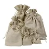 Portadores de favor da juta natural DString Bags elegante Hessian Burlap Wedding para café Candy Gift Saco de bolsa Drop Deliver