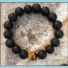 Beaded Strands Natural Stone Beaded Bracelet Mens Volcanic Rock Gemstone Essential Oil Diffusion Yoga Wrist Jewelry Drop Delivery Br Dh7Cf