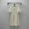 Runway Dresses Designer Milan Dress 2023 Spring Summer Lapel Neck Short Sleeve Fashion Brand Same Style womens B55G