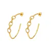 Orecchini a cerchio Donna Catena a forma di C Colore oro Coppia di orecchini in acciaio inossidabile Stile femminile Regalo di Natale per ragazze