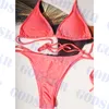 Maillot de bain brodé lettre bikini jacquard rouge pour femmes soutien-gorge maillot de bain triangle dames sexy