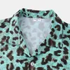 Men's Casual Shirts Sexy Leopard Print Mens Hawaiian Summer Short Seleeve Quick Dry Beach Men Holiday Aloha Rock Party 230306