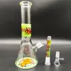 2023 Bongue de Bong Bong Bong Tubos de água verde estilo doodle inferior e OEM médio ODM 10 polegadas fumando Bubbler Dabber Rig Recycler 14mm Varejo colorido de junta colorida