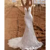 Sexy Lace Mermaid Wedding Dresses Spaghetti Straps Sleeveless Backless Bridal Gowns Vestidos de novia Custom