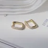 Charme novo simples requintado de 14k brios de clipe de orelha de ouro para femme pavimentos incrustados zirconia de alta qualidade brinco redondo bijoux pingente G230307