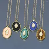 Anhänger Halsketten Großhandel natürliche Edelstein -Lapis -Malachit Onyx Sonnenstein Oval Form Augen Zauber gepflasterte verstellbare Ketten Halskette Geschenk