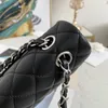 10A Mirror Quality Designer Flap Bag Classic Small Chain Handbag 23cm äkta läderkaviar Kvällspåsar med låda 18 Crossbody Clutch Purse