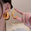 Hoop Earrings 2023 Vintage White Yellow Acrylic For Women Geometric C-Shaped Big Resin Hyperbole Trendy Jewelry