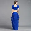 Stage Wear Women Performance Belly Dance Costume Waves Slit Skirt Dress Carnival Bellydance Christmas Party Dancing Clothes