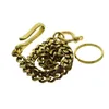 Key Rings Fine brass wallet jean trousers motorcycle keychians carved Italian 9mm flat cuban link Japanese U fish Hook Shackle