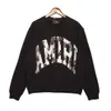 Hög version Autumn Winter New Old Crack Letter Print High Street Loose Hoodie