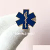 Alfileres Broches 100 Unids Enfermería personalizada Ambance Pin de solapa Esmalte azul Símbolo de serpiente Insignia de metal Estrella de la vida Paramediciron Doctor Pins B Dhae1