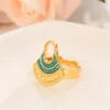 Ketting oorbellen set gouden groene bijl valuta vorm overtuigingen passen bij vrouwen/meisjes ring bruid bruiloft sieraden vakantie geschenken