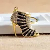 Top Crystal High Heel shoes keychain key rings shoe Carabiner handbag hangs women Metal keyring jewelry DROP SHIP