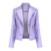 Chaquetas de mujer primavera otoño chaqueta de cuero mujer Slim Fit Motor Biker PU abrigo corto cuello levantado señoras cremallera prendas de vestir exteriores 2023 230307