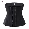 Shapers femininos preto creme 3 gancho e olho 25 aço booned látex cintura treinador fajas cinto faixas cintura plus size roupa interior corselet mulheres 230307