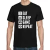 T-shirts pour hommes EAT SLEEP GAME Répétez Gamer Games Admin Zocker Sayings Comedy Fun Funny Humour Gift Idea Leisure T-Shirt