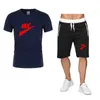 Survêtements de musculation d'été pour hommes, à la mode, Short à manches courtes, Kit de sport 2 pièces, Streetwear, ensembles de t-shirts avec LOGO imprimé de marque