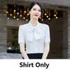 Women's Blouses Summer Fashion Ladies White Blouse Shirts Dames 2 -delige rok en topsets Krachtige mouwen kantoorwerkkleding