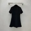 Runway Dresses Designer Milan Dress 2023 Spring Summer Lapel Neck Short Sleeve Fashion Brand Same Style womens B55H