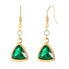 Hoop Earrings 2023 Fashion Items Stainless Steel Triangle Emerald Green Gold Long Femme And Pendientes Mujer Moda