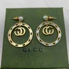 lettere dell'anno familiare orecchini rettangolari con perle di diamanti temperamento femminile orecchini a cerchio leggero Gioielli di lusso di alta qualità