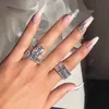 Band Rings Classic Wedding Rings for Women Square Cut Big AAA White Cubic Zircon Inlaid Bridal Engagement Rings Fashion Jewelry AA230306