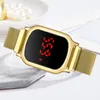 Armbanduhren Uhr Damen Top LED Digital Rechteckiges Zifferblatt Armband Quarzuhren Damen Wasserdichte Kleid-Armbanduhr