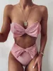 Traje de baño para mujer Sepduvon Sexy Mujeres Bikini Set Split Dos piezas con diseño de nudo de mariposa Traje de baño de cintura alta Push Up Beachwear