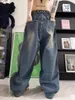 Women's Plus Size Pants Hiphop Goth Boyfriend Jeans for Y2k Harajuku Low Rise Casual Wide Leg Trousers Baggy 230306