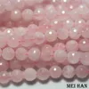 Perlenketten Meihan 3 Strängeset Natürliche glänzende 8 mm rosa Quarzkristall facettierte glatte runde lose Perlen für die Schmuckherstellung DIY 230306